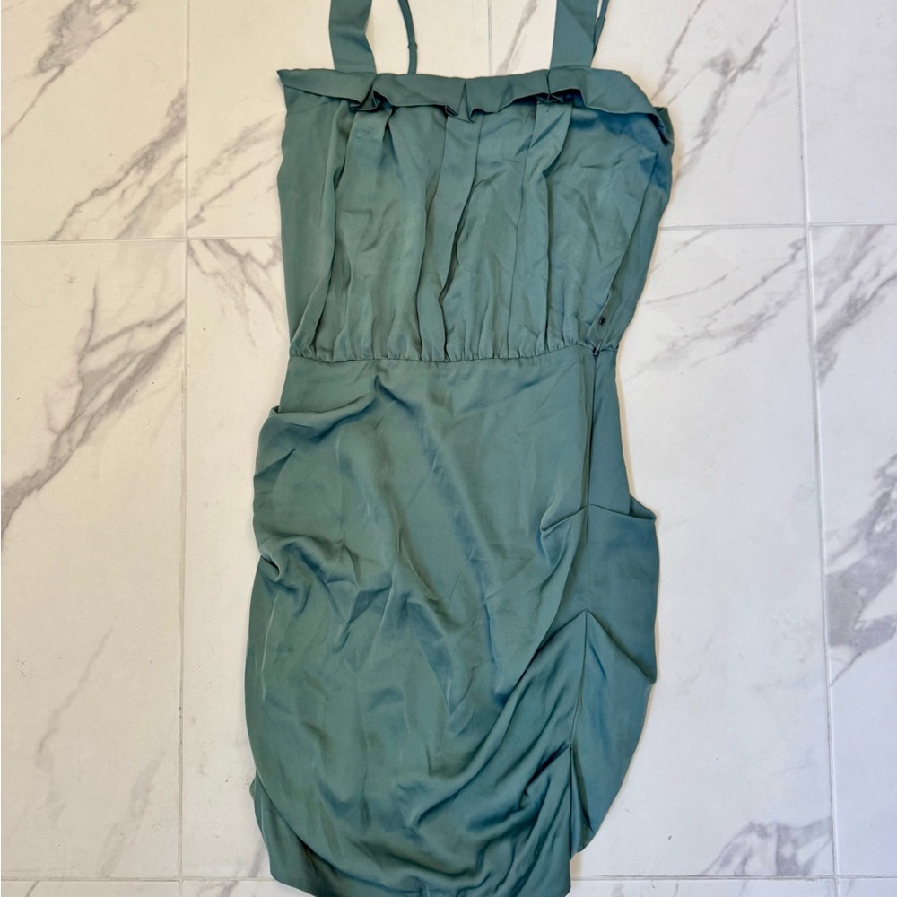 BCBGeneration Green Ruched Sheath Mini Dress